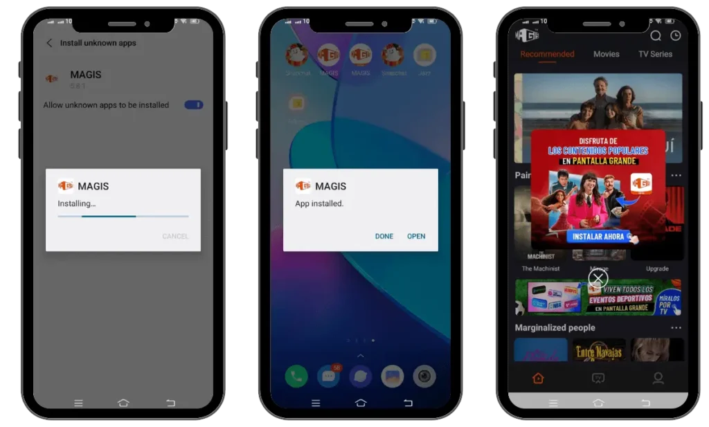 Instrucciones para instalar la aplicación.