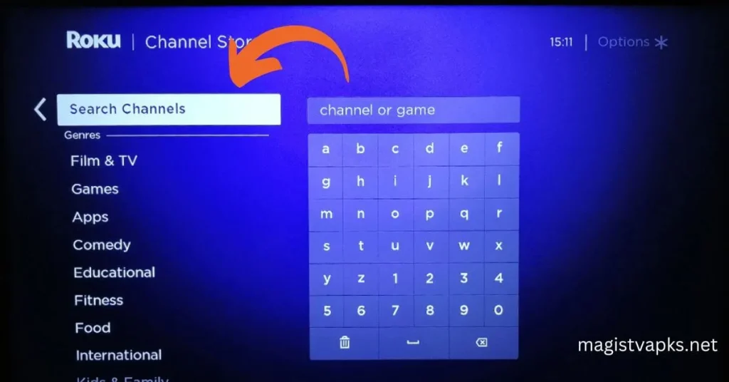 Opción Abrir canal de streaming