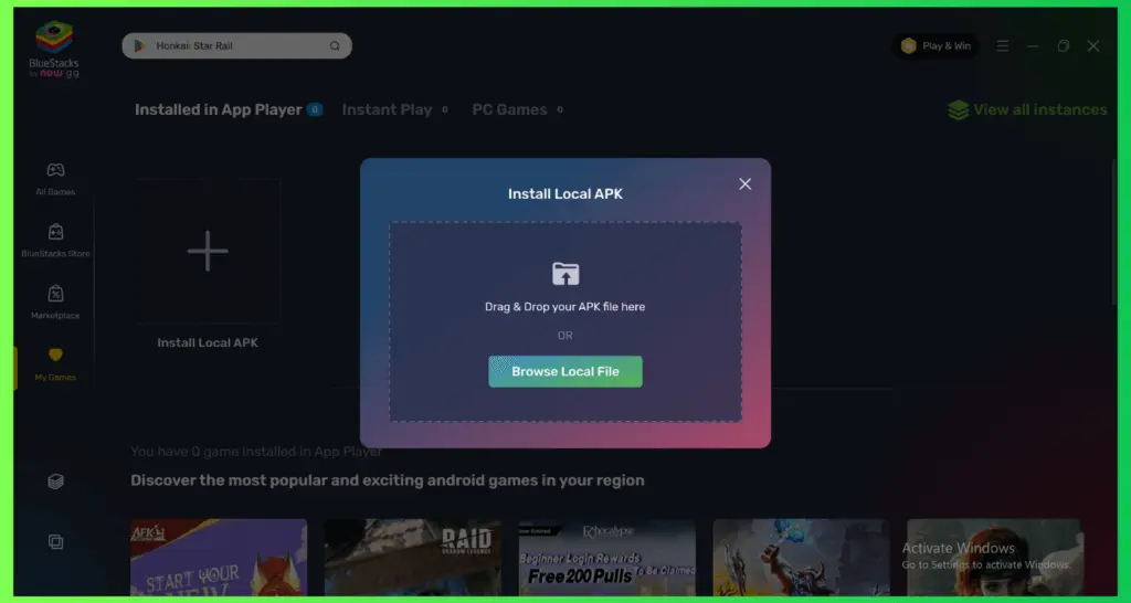 arrastra y suelta el archivo APK
